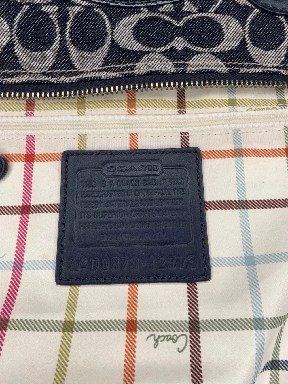Coach Denim Bleecker Tattersall PRISTINE
